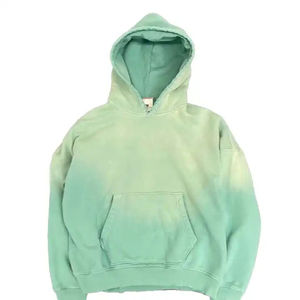 Sudadera con Capucha Oversize para Hombre, Verde Menta, Estilo Vintage Lavado, de Algodón Grueso con Forro Polar, Estilo Casual Urbano - Product Image 1