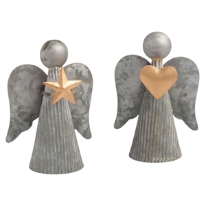 Juego de dos figuras decorativas con diseño decorativo de aluminio pulido para decoración navideña para decoración de interiores. - Product Image 1