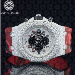 Charm Jewells Luxury Men's Watch 40mm Stainless Steel Diamond Encrusted Analog Mechanical <b>Chronograph</b> Stainless Steel Band 10 - Product Image 4