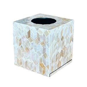 Boîte à mouchoirs artisanale en nacre, motif géométrique glamour, porte-serviettes carré, décoration de table - Product Image 5