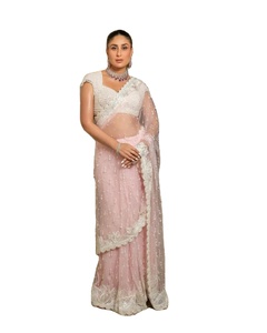 Sari de Viscosa Estilo Kareena Kapoor, Diseño Moderno con Red de Mariposas, Elegante para Fiestas, Estilo Bollywood, con Blusa - Product Image 1