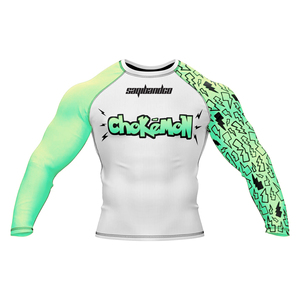 Rashguard bleu inspiré à manches longues pour homme, imprimé par sublimation, UPF50+, séchage rapide, respirant, polyester/coton, pour entraînement sportif adulte - Product Image 1