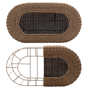 Artex HaiNam Rattan Cat Bed Cave Oval Indoor All Seasons Breathable Minimalist Design Removable Washable Black <b>Cushion</b> - Product Image 4