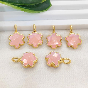 Dijes de Calcedonia Rosa en Forma de Estrella, Electrochapados en Cobre, 10mm, para Joyería - Product Image 1