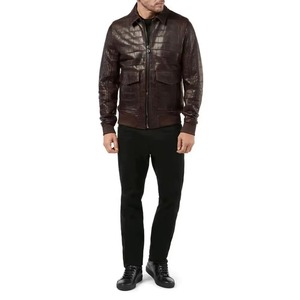 Premium Python Texture <b>Leather</b> <b>Jacket</b> Men Biker Genuine Cowhide Designer OEM ODM Manufacturer Sample Service Available - Product Image 2