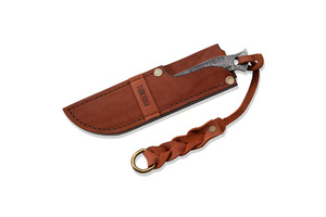 Couteau de chasse à lame fixe personnalisé avec manche en bois et étui en cuir, acier Damas pleine longueur, fournisseur OEM, style artisanal - Product Image 4