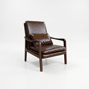 Sillón de Cuero Marrón MT Furniture con Patas de Madera, Sillón Moderno de Mediados de Siglo para Sala de Estar, Garantía de 3 Años, Relleno de Espuma - Product Image 6
