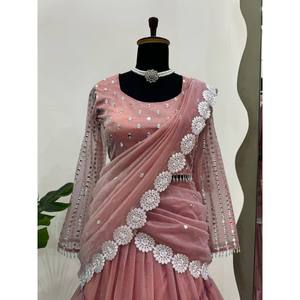 Lehenga Saree de Diseñador Listo para Usar para Fiestas, Ropa India y Pakistaní - Product Image 1