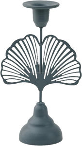 Premium Matte Black Ginkgo Candlestick • Luxury 3D <b>Fan</b> Leaf Taper Holder - Product Image 3