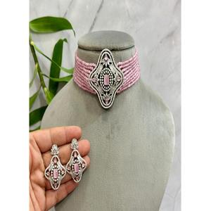 Exquisito Juego de Gargantilla y Aretes de Circonita Blanca Pulida de Primera Calidad con Aspecto de Perla, para Regalo de Boda, para Mujer - Product Image 2