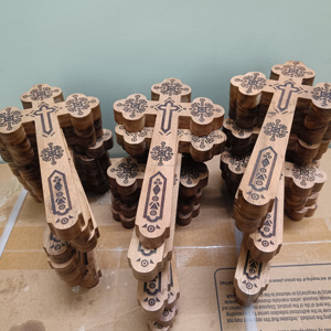 Handcrafted <b>Wooden</b> Cross Engraved Religious Wall Hanging Spiritual Art Elegant Home Decor <b>Gift</b> for Living Room - Product Image 3