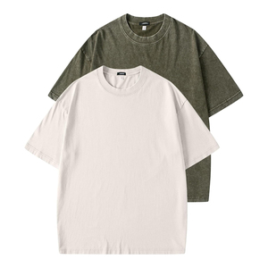 Camiseta de Algodón de Color Sólido Extra Grande para Hombre, Manga Corta, Cuello Redondo, Informal, Lisa, Tejida, Marrón, Negra - Product Image 3