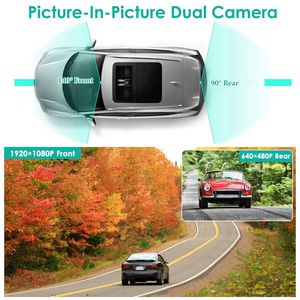 Caméra de tableau de bord DVR 1080P 4,3 pouces pour voiture, enregistrement en boucle à 140 degrés, détection de mouvement, caméscope avec fonction image dans l'image - Product Image 3