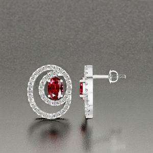 ต่างหูเม็ดเพชรทับทิมแท้แบบเกลียวที่ไม่เหมือนใครคุณภาพดีเงินสเตอร์ลิงสีขาวทองทันสมัยของขวัญสำหรับงานแต่งงานตามกระแส - Product Image 4