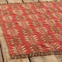 Geometric Pattern Handloom Kilim Runner Rug Eco Friendly Peach Coral Wool Latex Floor Carpet Hallway Bedside Living Room Decor