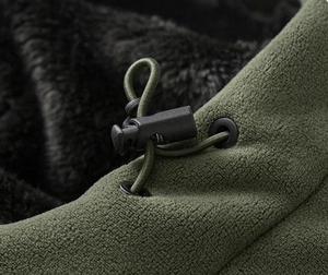 Unisex Olive Green Hooded Denim <b>Racer</b> <b>Jacket</b> Zipper Closure Waterproof Winter Wear Regular Fit Sherpa Lining Logo Front - Product Image 4