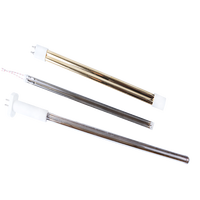 Élément chauffant électrique industriel directionnel à fil de résistance infrarouge à ondes moyennes à longues, en quartz à double tube, plaqué or sur mesure