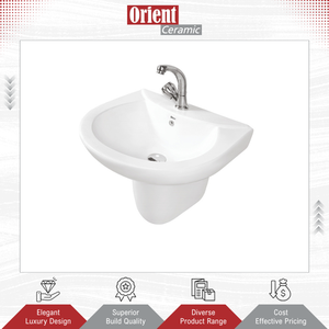 Lavabo de Cerámica Blanco de Diseño Clásico con Pedestal Medio, el Más Vendido a Nivel Mundial en Artículos Sanitarios de Alta Calidad, para Compradores Serios - Product Image 3