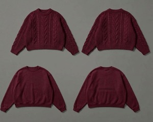 เสื้อสเวตเตอร์ถักลายเคเบิ้ลสีเบอร์กันดี HAMILO SPORTS HS-101 เสื้อคอกลมแขนยาวสำหรับผู้ใหญ่แบบยูนิเซ็กส์ - Product Image 1