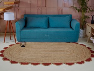 Alfombras trenzadas de estilo indio, alfombras de alta calidad hechas con una mezcla de yute de Bangladesh y cáñamo, alfombras de forma ovalada para la sala de estar. - Product Image 5