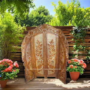 Design Engraved Handcrafted Wooden Screen <b>Divider</b> Antique Wooden Privacy <b>Room</b> <b>Divider</b> Retractable CHWS-9188 - Product Image 1