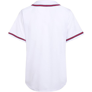 Camiseta de Béisbol Blanca de Manga Corta con Botones al Frente, Unisex, Transpirable, de Poliéster, Ropa Deportiva para Adultos - Product Image 2
