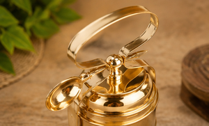 Handcrafted Brass Tiffin Box Traditional Indian Lunch Carrier Vintage Food <b>Storage</b> Container Handle 501ml Capacity Eco-Friendly - Product Image 3