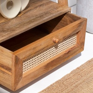 Librería de Madera Vandana Merino Nimbus con Cajón de Ratán, Mueble de Almacenamiento Moderno y Natural - Product Image 6