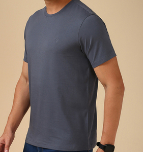 T-shirt en coton uni pour homme, coupe classique, respirant, col rond, doux, vêtement basique d'été, vente en gros OEM personnalisée - Product Image 5