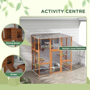 Recinto per Gatti da Esterno Orange Catio con Tetto Protettivo e Tiragraffi per 1-2 Gatti - Product Image 5