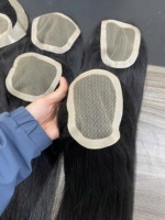 Wig penutup rambut PU Thin Skin/Silk base, rambut asli Vietnam, kutikula sejajar, lembut, halus, tidak kusut, murah.