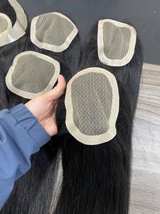 Prothèse capillaire en PU à base fine de soie, cheveux naturels vierges vietnamiens, cuticules alignées, doux, soyeux, sans nœuds, abordable - Product Image 5