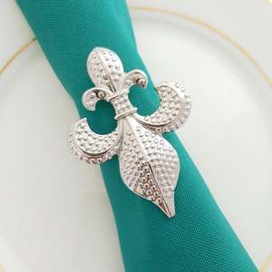 Juego de Servilleteros de Metal con Diseño de Flor de Lis Dorada Vintage, Decoración Elegante para Mesa - Product Image 2