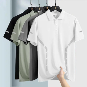 Polo à manches courtes pour homme, couleur unie, séchage rapide, tricoté, décontracté, blanc, noir, gris, vert - Product Image 1