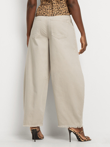 Pantalon large pour femme, taille haute, coupe décontractée, style minimaliste, beige, streetwear, confortable pour le quotidien - Product Image 2