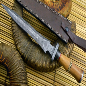 Damascus Hunting <b>Knife</b> Outdoor Survival Fixed Blade Camping Hiking Fishing Utility <b>Bone</b> <b>Handle</b> DIY OEM - Product Image 1