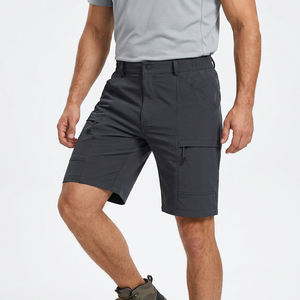 Pantalones Cortos Cargo de Color Sólido para Hombre, Cintura Media, Cierre de Botones, Secado Rápido, Estilo Bermuda con Múltiples Bolsillos, Ropa Casual - Product Image 6