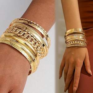 <b>Gold</b> Bangle <b>Bracelets</b> for Women, Indian Bangles Stackable Set, Multi Layer Textur Plated <b>Chunky</b> <b>Bracelets</b> Boho Jewelrys Set - Product Image 1
