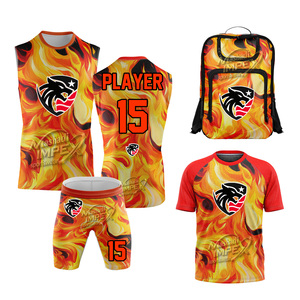 Mashadi IMPEX Ensemble de maillot sublimé avec imprimé flamme, débardeur, short, sac à dos, vêtements de sport unisexe pour adultes - Product Image 1