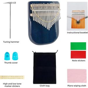 Karimba a 21 tasti in legno massello di Sapele, Mbira portatile per lo studio con martello per accordatura e istruzioni su tabella piatta - Product Image 3