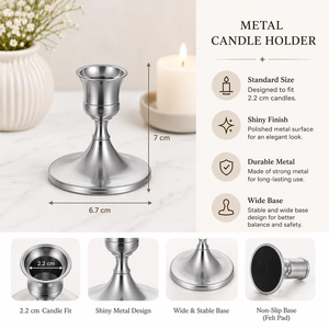 Ensemble de chandeliers en argent, porte-bougies coniques en laiton, support de bougie de 7 cm, chandelier décoratif vintage en métal - Product Image 2