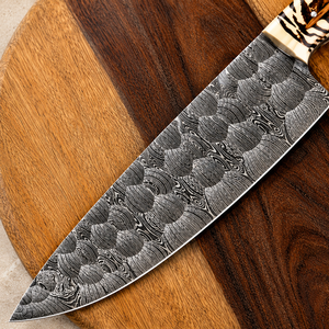 Cuchillo de Chef de Acero de Damasco Hecho a Mano Personalizado, Hoja Recta, Mango de Madera de Resina, Cuchillo Profesional para Cocina, Venta al por Mayor OEM ODM - Product Image 4