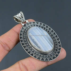 Colgante de Plata de Ley 925, piedra preciosa de ágata Botswana, colgante hecho a mano, colgante de diseñador, regalo para aniversario - Product Image 5