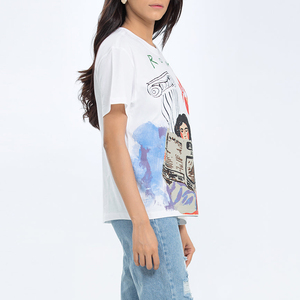 T-shirt en coton et polyester respirant pour femme, coupe ample, été, personnalisable avec logo, vêtements de sport décontractés, fabricant OEM - Product Image 4