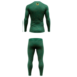 Ensemble de vêtements de sport pour homme, manches longues et leggings, vert émeraude, performance active, compression, fitness, entraînement, gym, sportswear, athlétique - Product Image 2