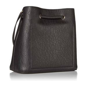Sac seau en cuir véritable noir avec cordon de serrage, sac à bandoulière minimaliste pour usage quotidien, sac à main croisé - Product Image 2
