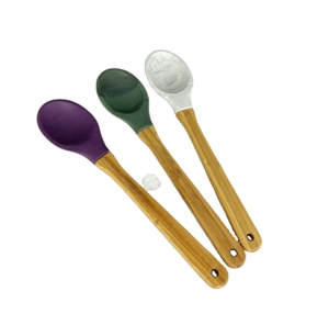 Cuillères de cuisine en résine colorée écologiques de qualité supérieure avec manche en bois de bambou, compatibles lave-vaisselle, ustensiles de cuisine, fabricant direct - Product Image 1