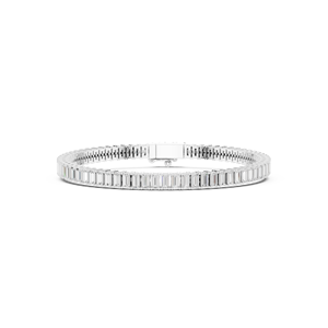 Bracelet tennis pour homme en diamant de laboratoire, or blanc massif 9K 10K 14K 18K, argent 925, diamant CVD VVS DEF taille émeraude - Product Image 5
