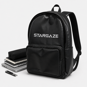 Stargaze <b>Black</b> PU <b>Backpack</b> Softback 20-35L <b>Waterproof</b> Zipper Closure Unisex Daily Use Bag Wholesale Rate OEM Custom 2026 - Product Image 2