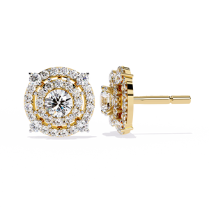 Boucles d'oreilles Floret Lock en diamant cultivé en laboratoire, or massif 9k, 14k, 18k, fabrication sur mesure en or rose, or jaune, argent 925 - Product Image 2